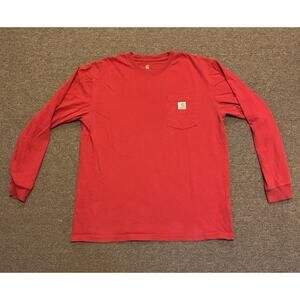 Carhartt Original Fit Long Sleeve Red Pocket Tee Crew Neck Shirt US Men’s Size L